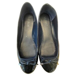 Lauren Ralph Lauren Glossy Black Flats with Bow